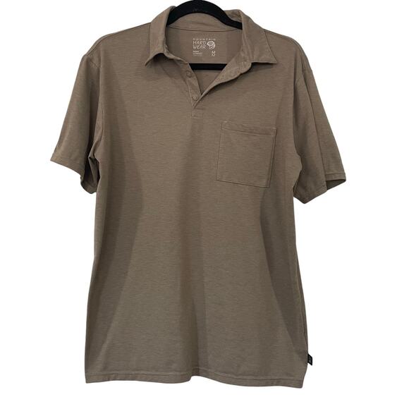 Mens Mountain Hardwear Tan Casual Collared Polo Short Sleeve Size M - Picture 1 of 7